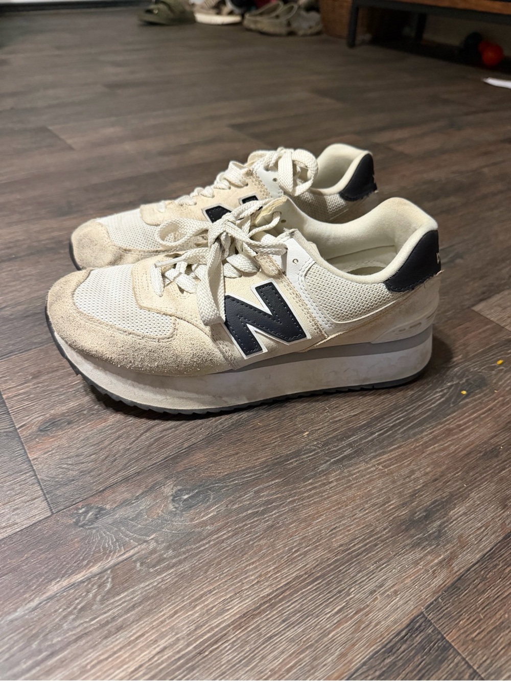New Balance Women’s Cream and Black Retro Platform Sneakers
